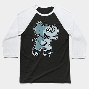 Elephant Retro Roller Skate graphic Baseball T-Shirt